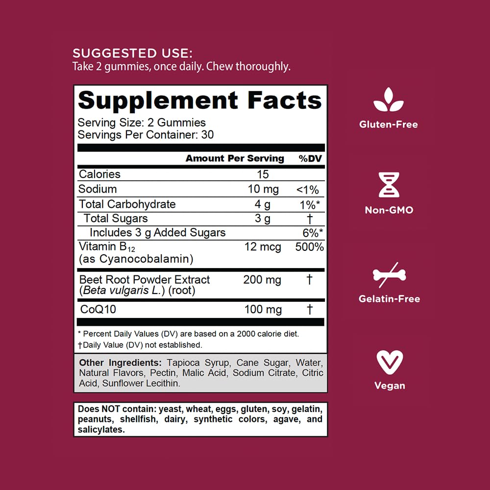 Goli CoQ10 Supplement 630g back view with nutritional information