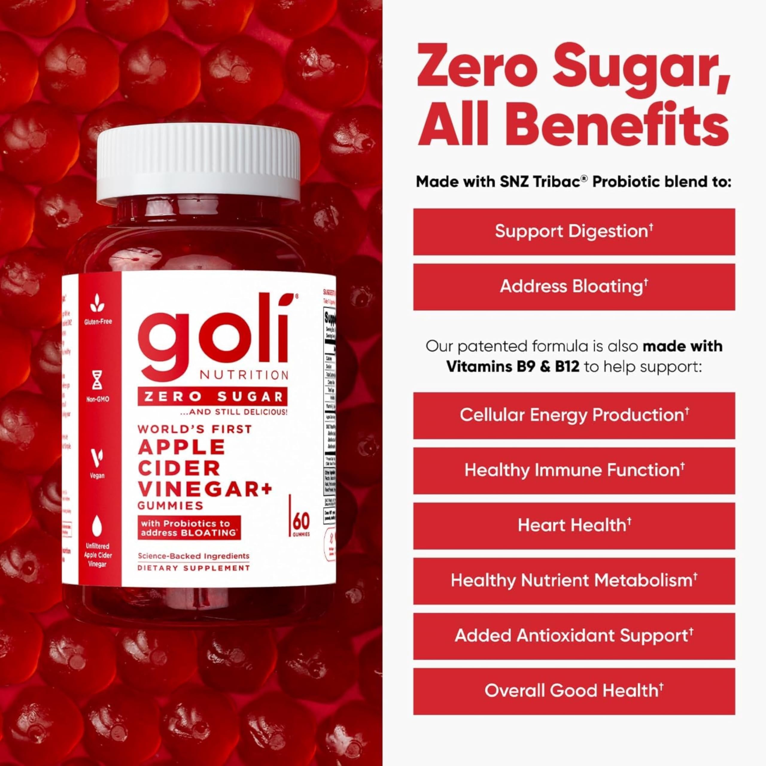 Goli daily Supplement Capsules side view with ingredients