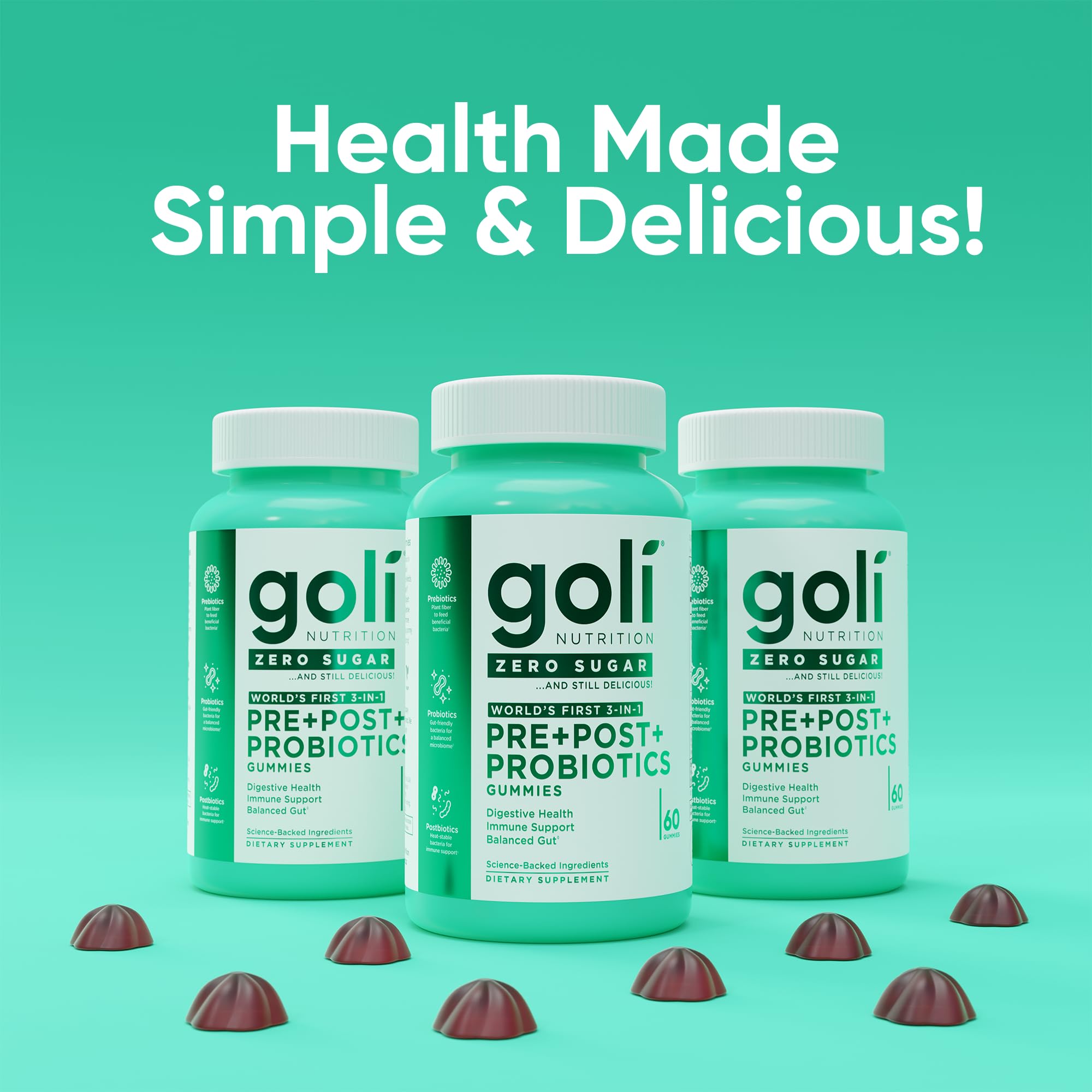 Goli Probiotic Capsules side view showing ingredients