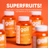 Goli Superfruits Gummies in a bowl with fresh fruits