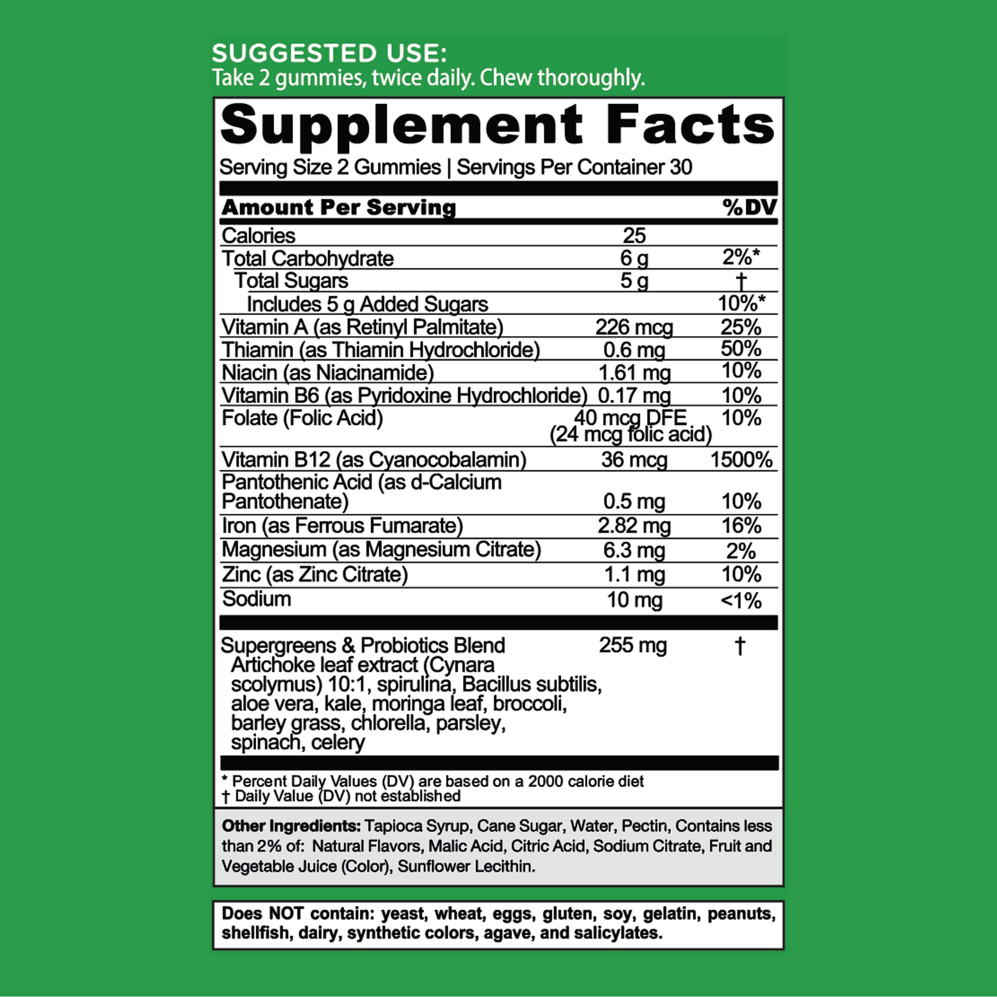 Goli Supergreens Gummies on a wooden table