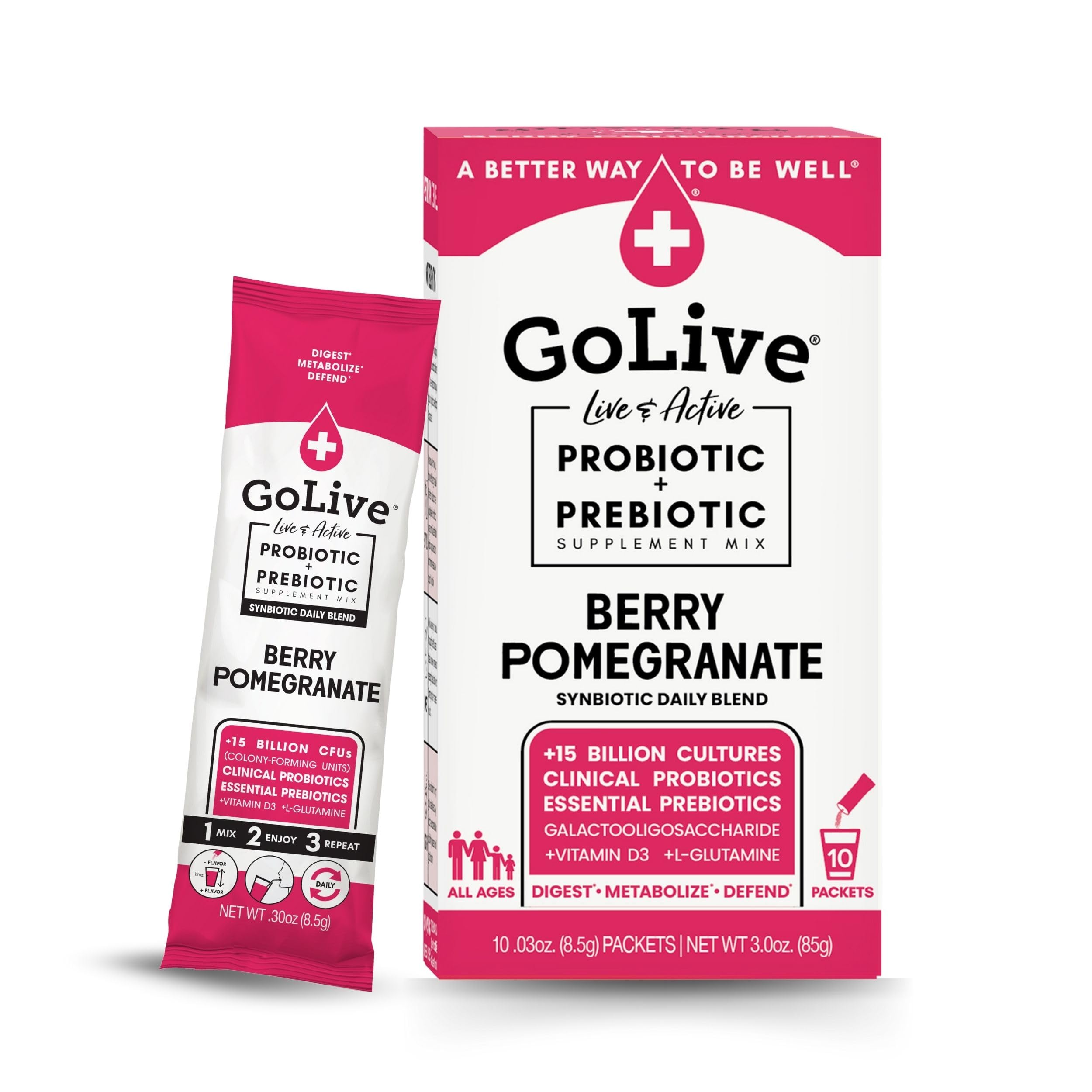 GoLive Probiotic Berry Pom 10Ct packet front view