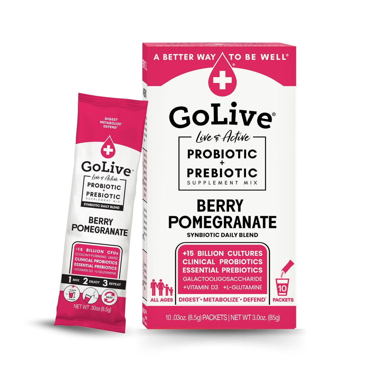 GoLive Probiotic Berry Pom 10Ct packet front view