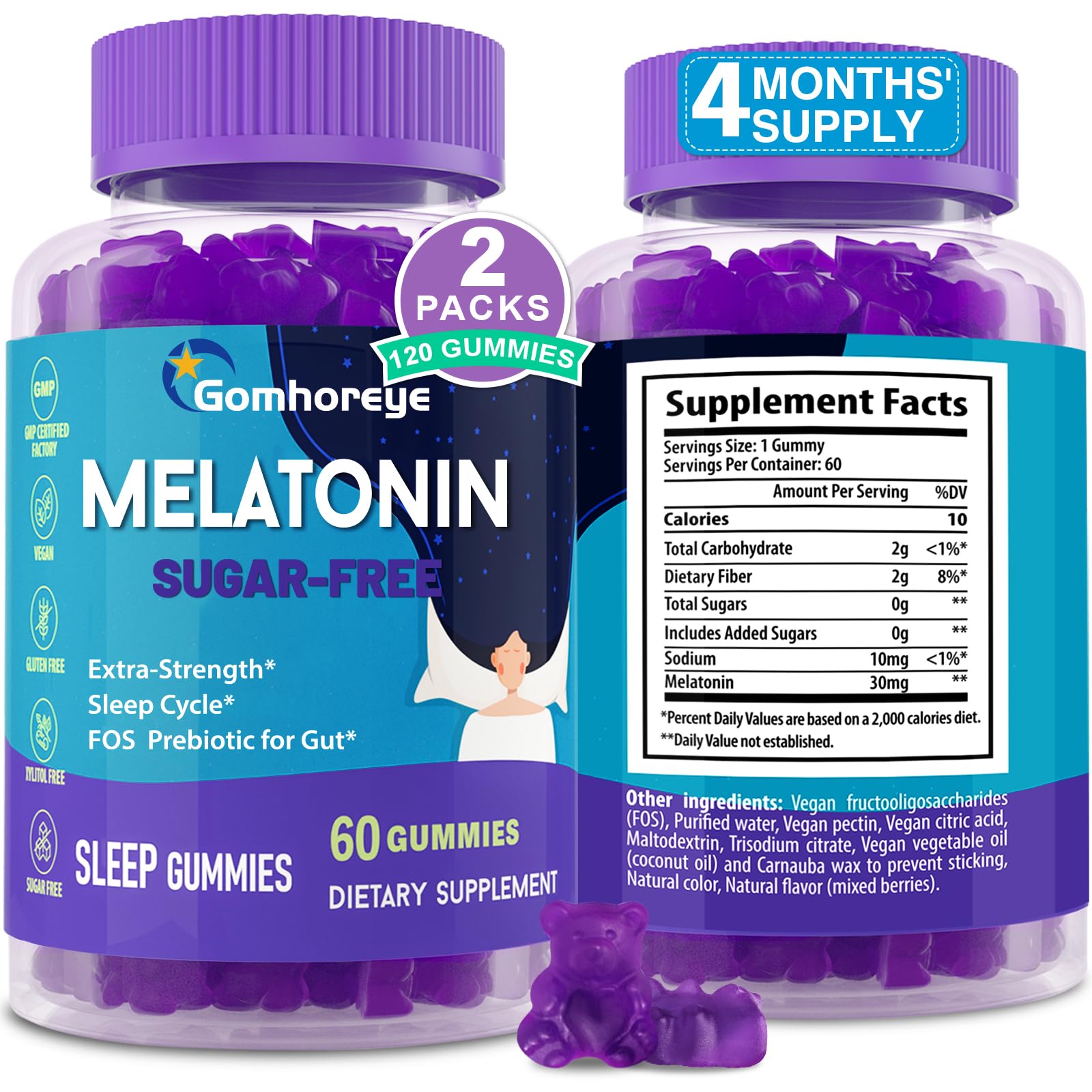 Gomhoreye Melatonin Gummies Extra Strength front view