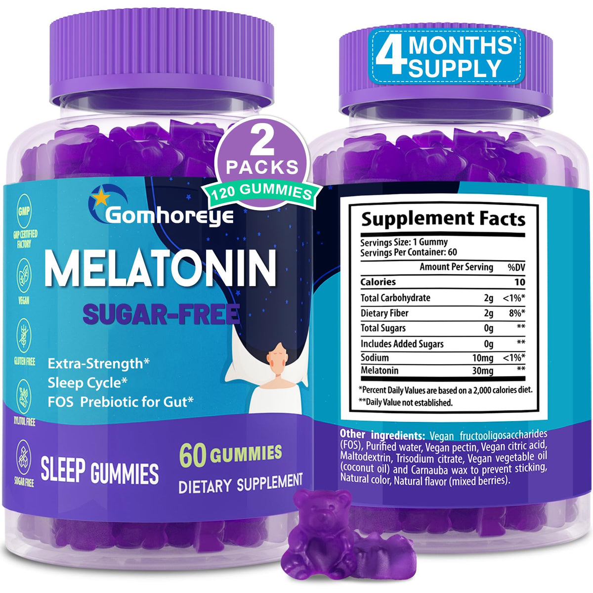 Gomhoreye Melatonin Gummies Extra Strength front view
