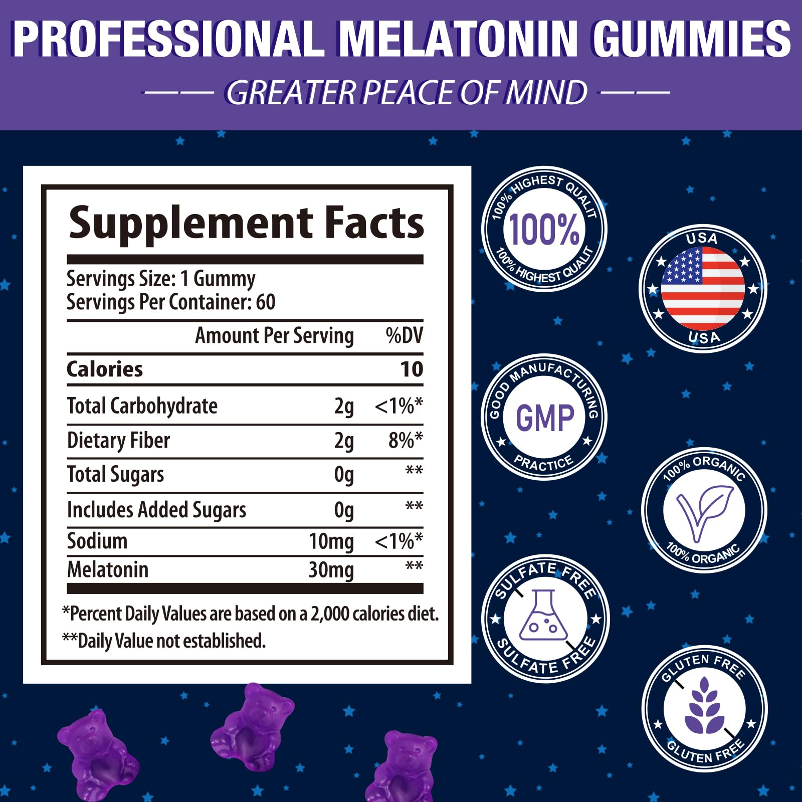 Gomhoreye Melatonin Gummies Extra Strength side view