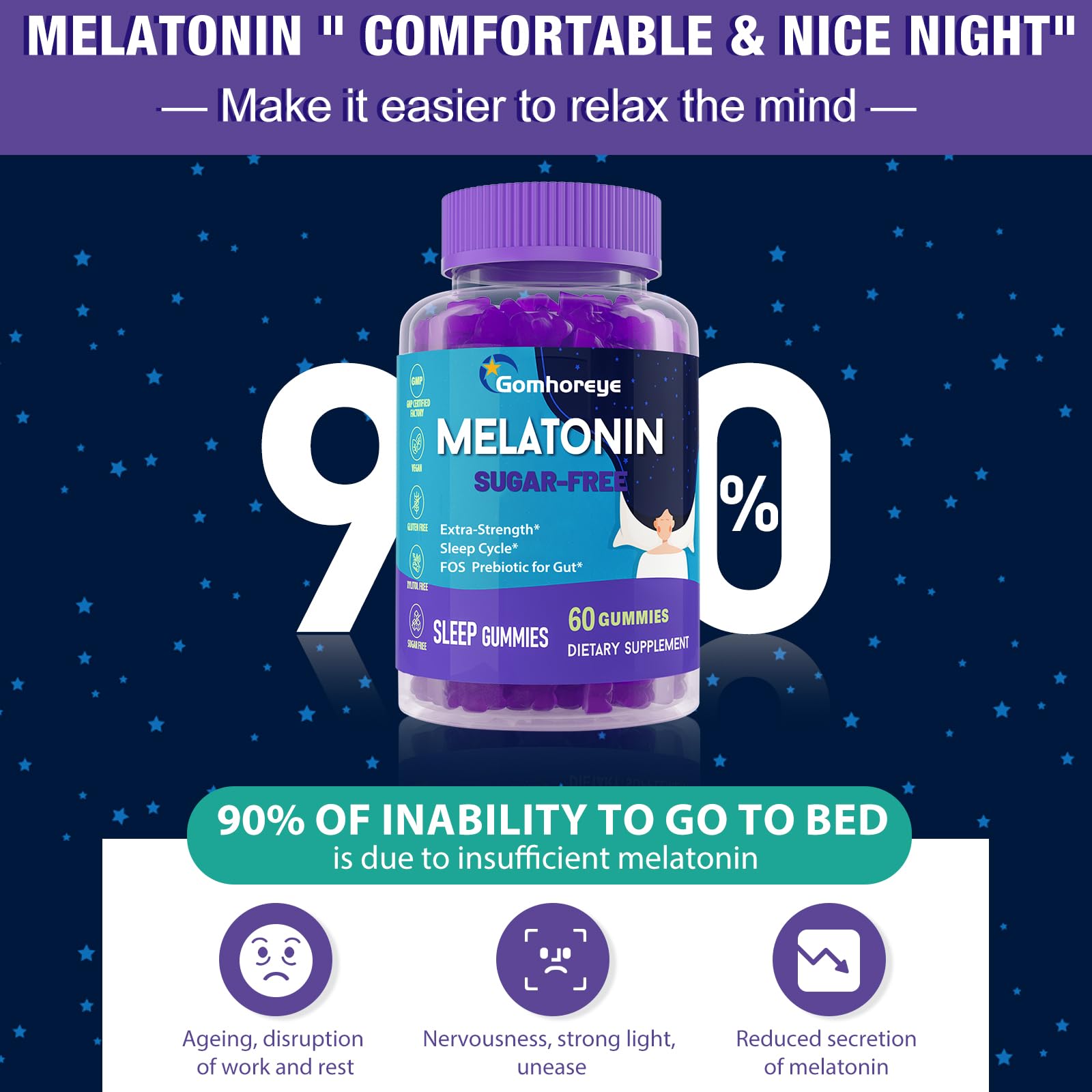 Gomhoreye Melatonin Gummies Extra Strength with a glass of water