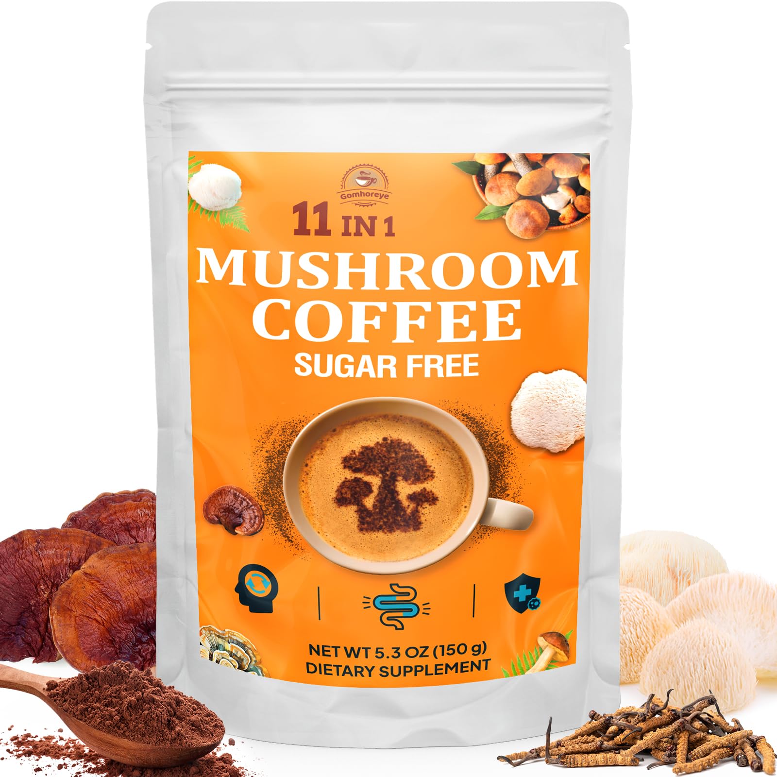 Gomhoreye Organic 11 Mushroom Coffee Blend packaging front view