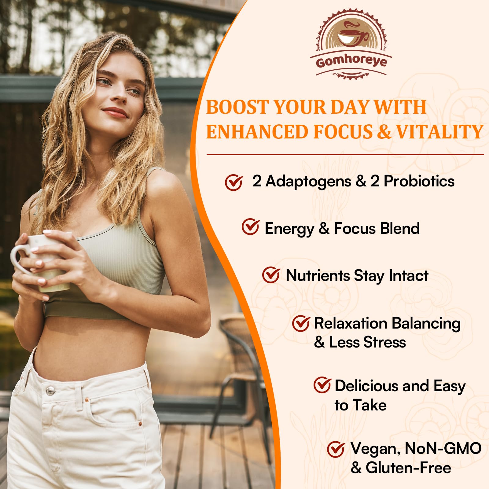 Gomhoreye Organic 11 Mushroom Coffee Blend with mushrooms