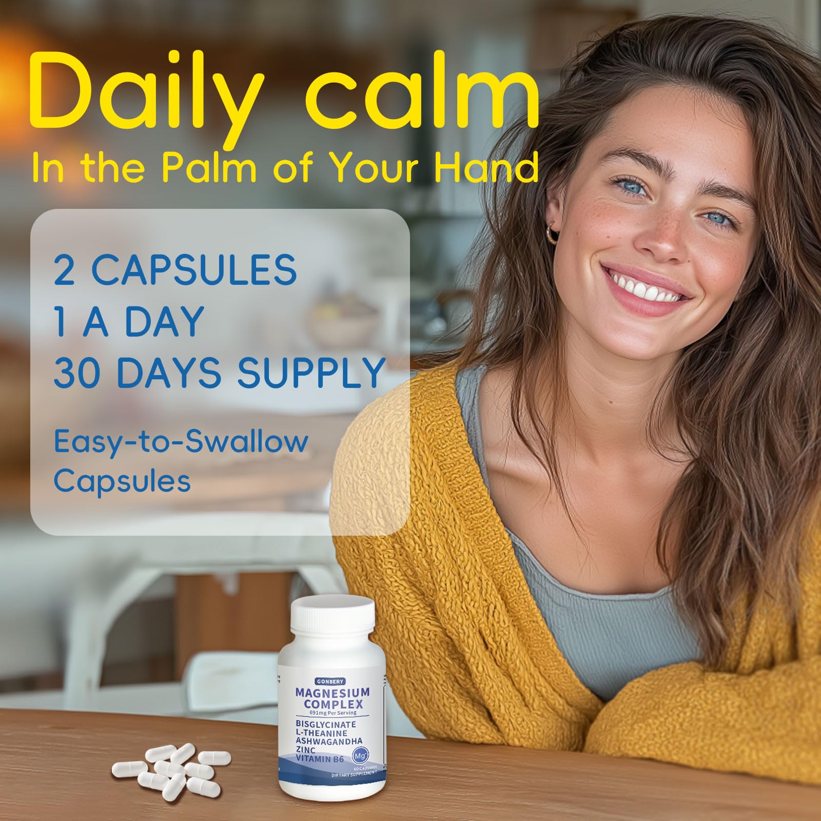 GONBERY Magnesium Complex 60 capsules with measuring spoon