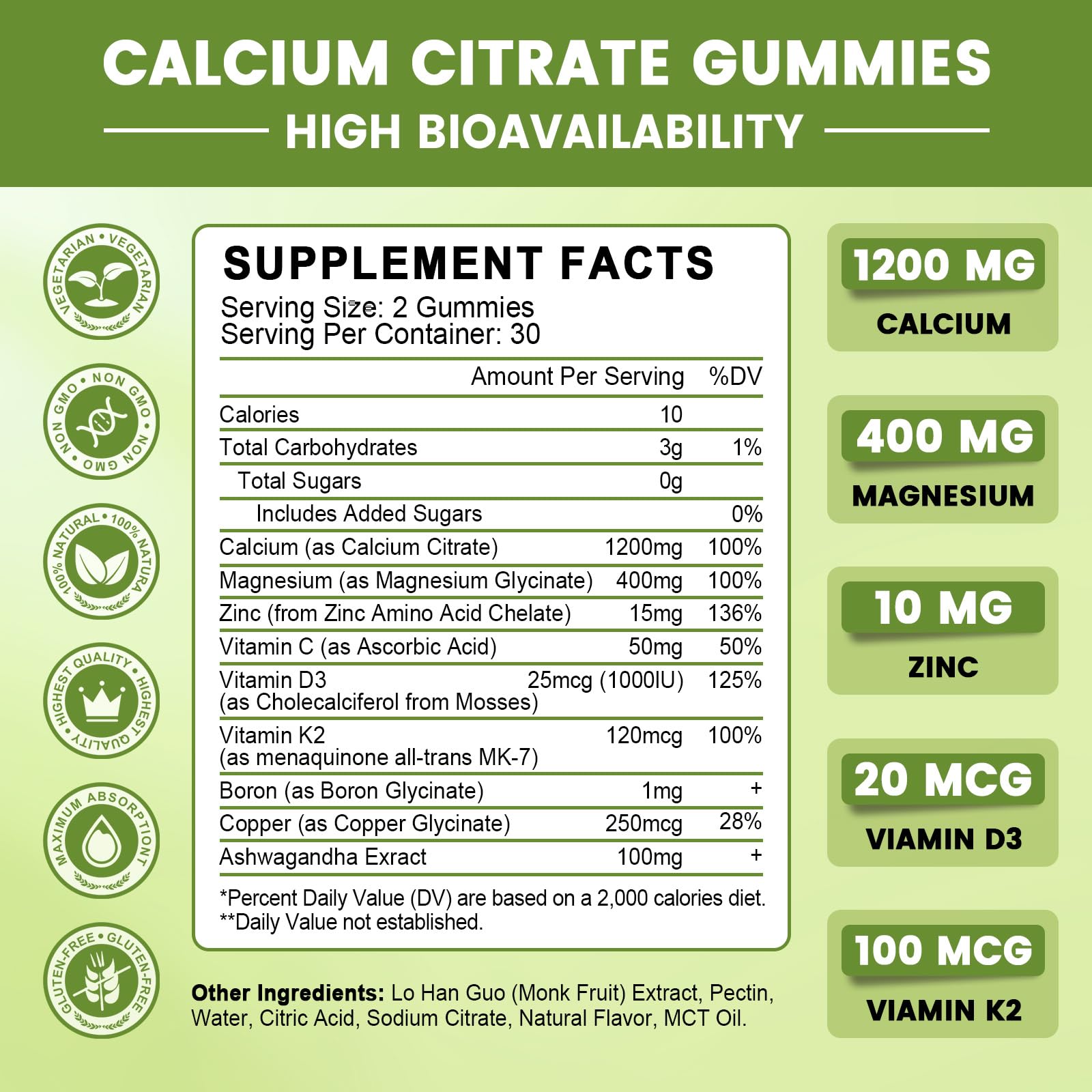 GONGOTA Calcium Citrate Gummies with fruits background