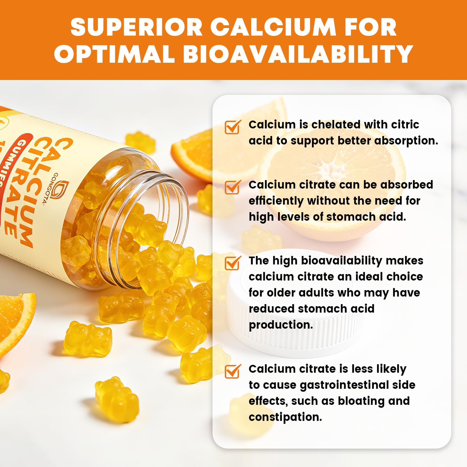 GONGOTA Calcium Citrate with Vitamin D3 1200mg bottle cap