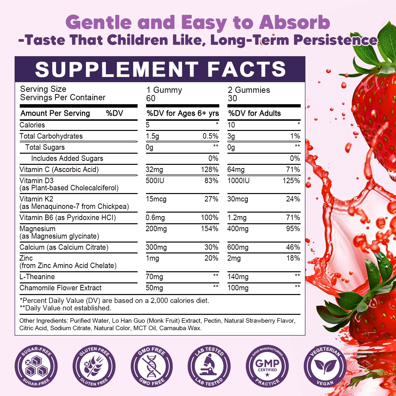 GONGOTA Calm Kids Magnesium Gummies with other health supplements