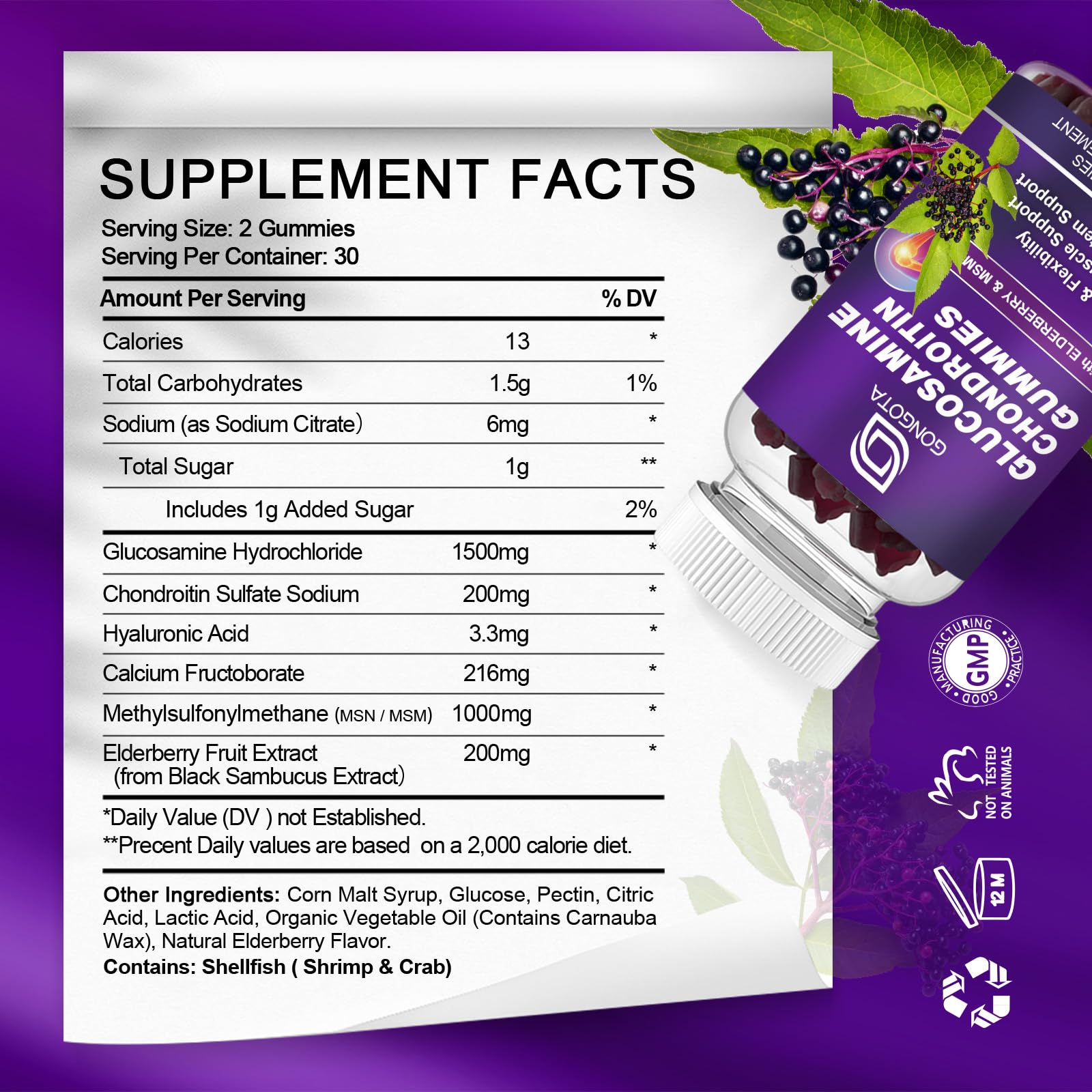 GONGOTA Gummies bottle with nutritional information