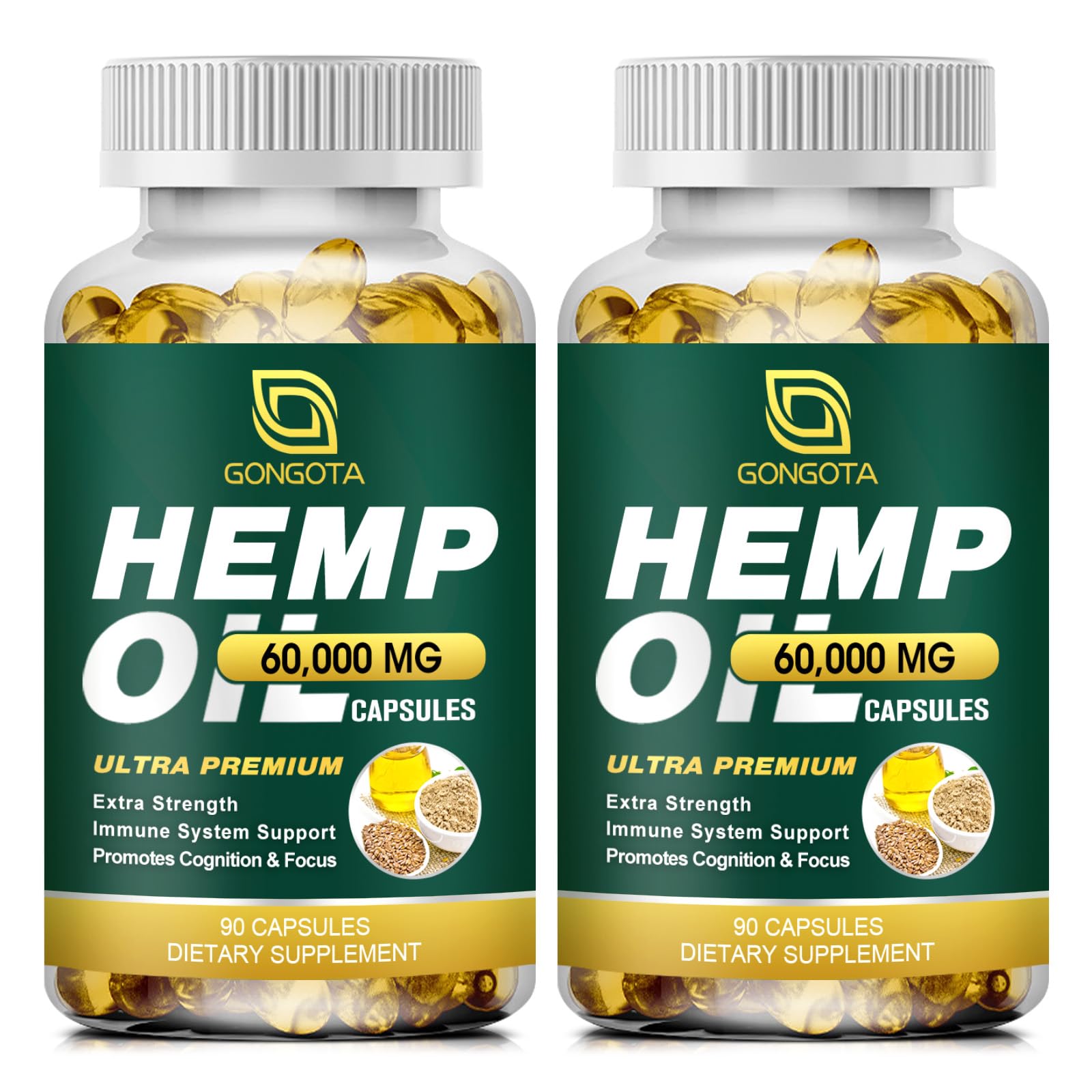 GONGOTA Hemp Oil Capsules front view with packaging
