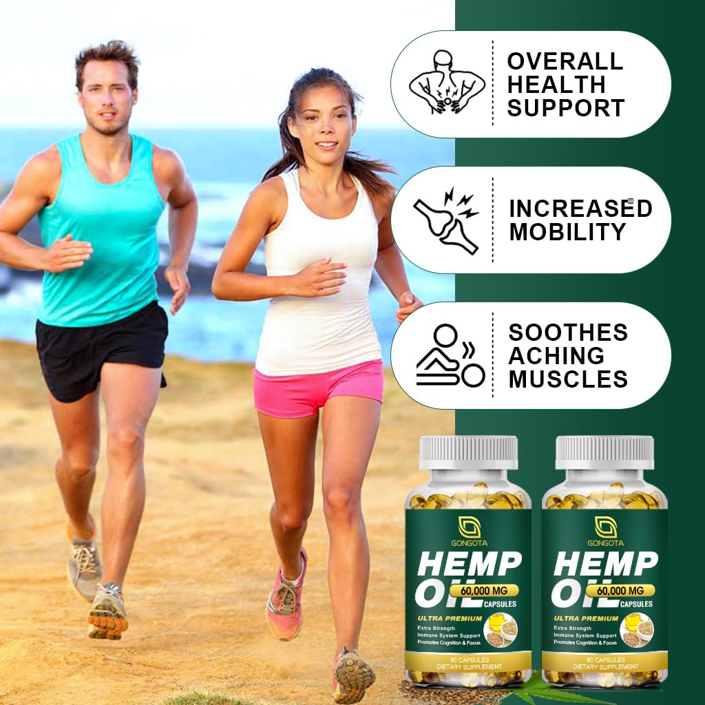 GONGOTA Hemp Oil Capsules with a measuring spoon for dosage