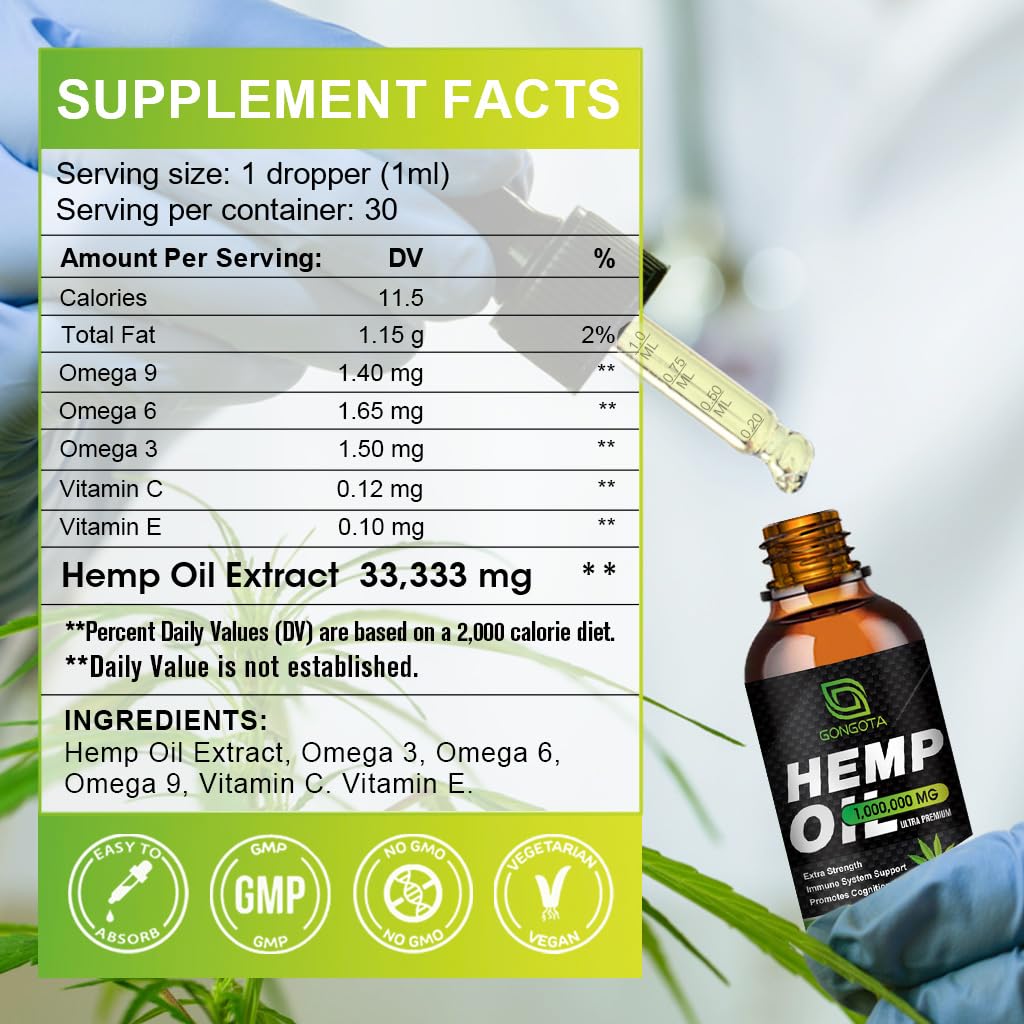 GONGOTA Organic Hemp Oil 250ml back view