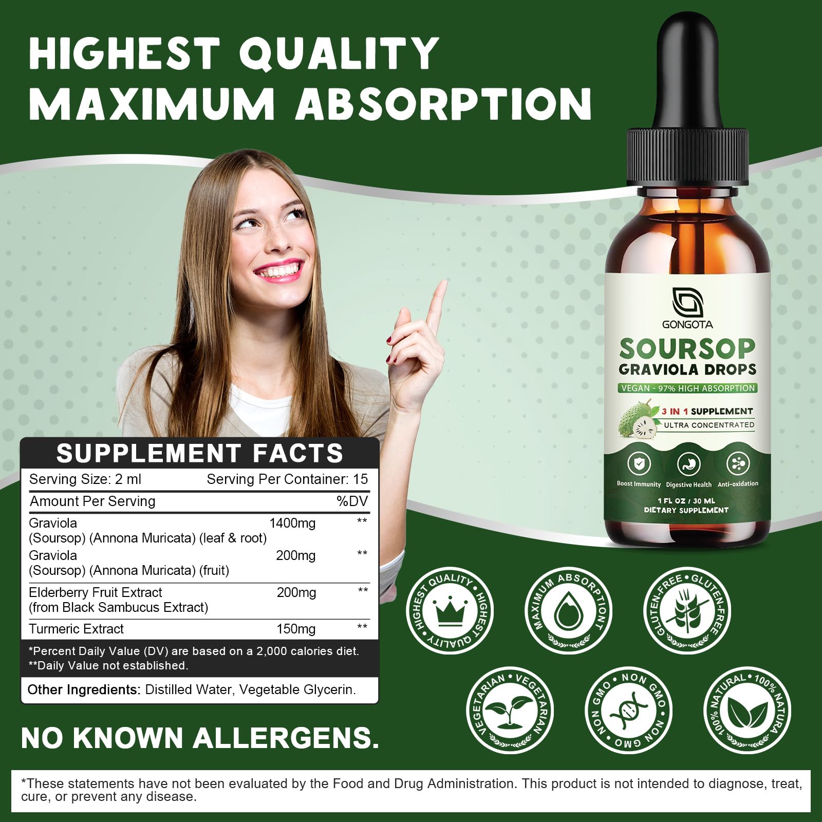 GONGOTA Soursop Drops 95g back view with ingredients