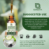 GONGOTA Soursop Drops 95g close-up of liquid drops