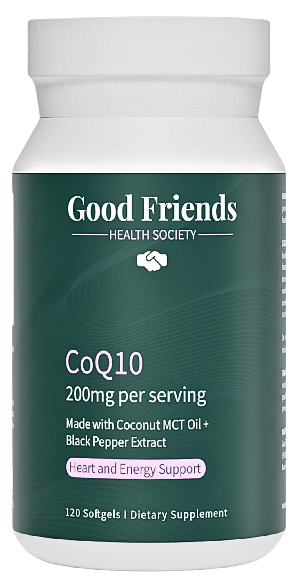 Good Friends Health Society CoQ10 200mg Ubiquinol softgels front view