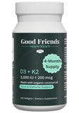 Good Friends Health Society Vitamin D3 & K2 Softgels bottle front view