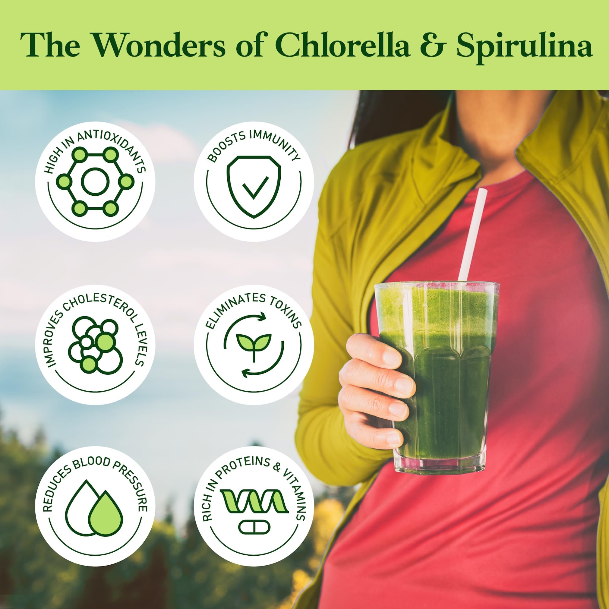 Good Natured Chlorella Spirulina Powder packaging side view