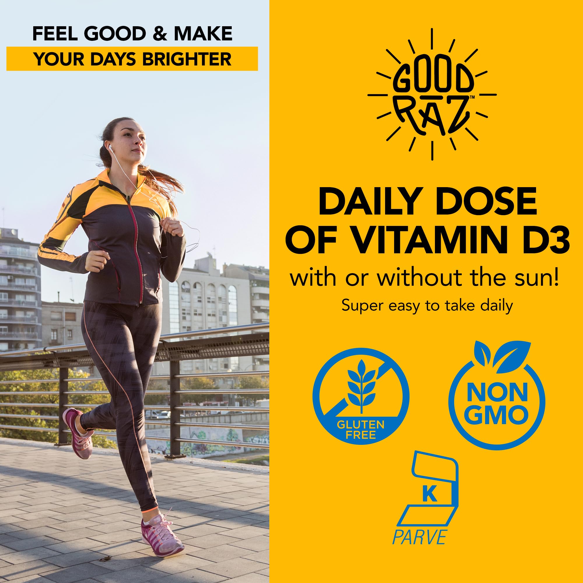 Good Raz Vitamin D3 Liquid Drops 1000 IU bottle with dropper