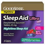 Good Sense Sleep Aid Tablets 25 mg berry flavour front view