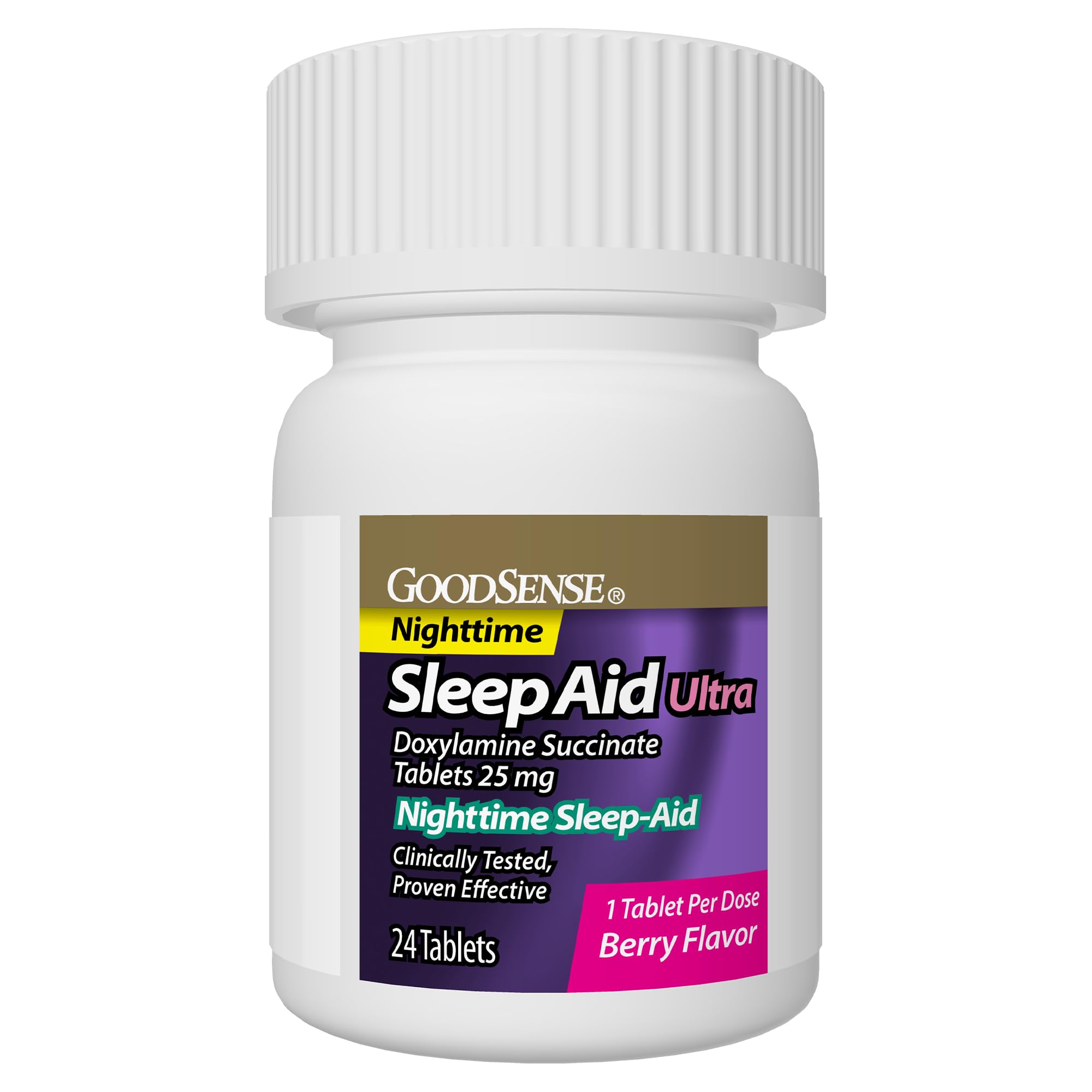 Good Sense Sleep Aid Tablets 25 mg berry flavour side view
