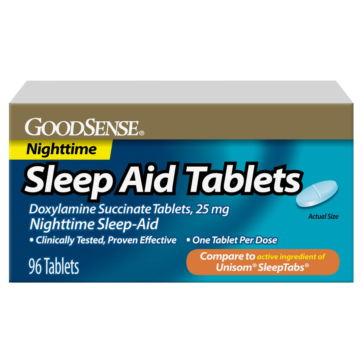 Good Sense Sleep Aid Tablets 25 mg front view of packaging