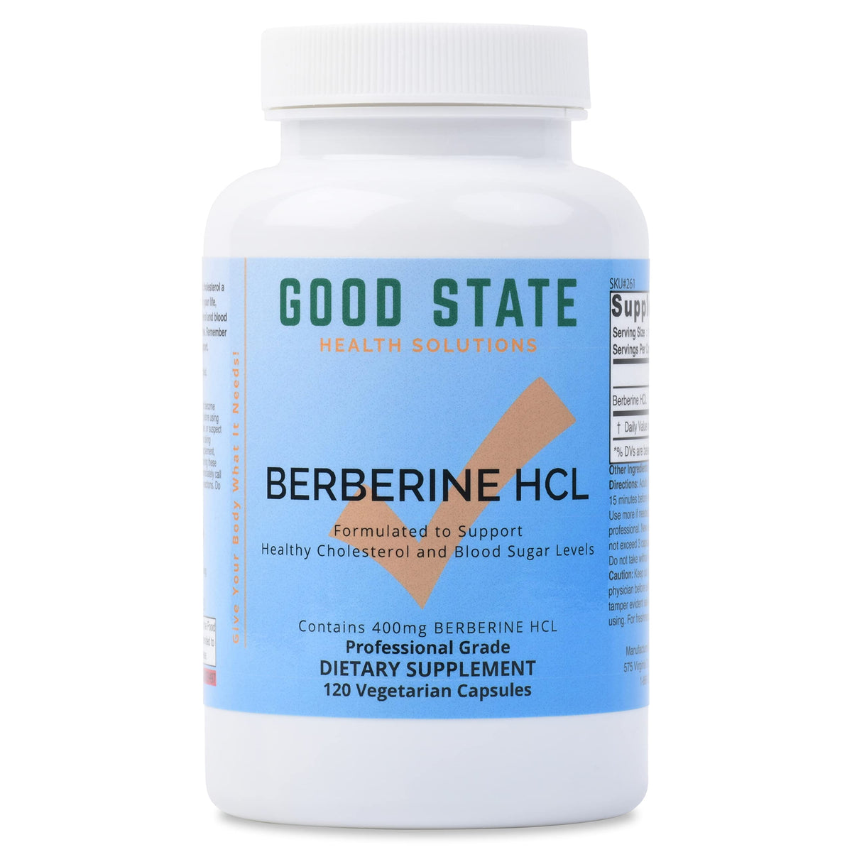 Good State Berberine HCL 400mg capsules front view