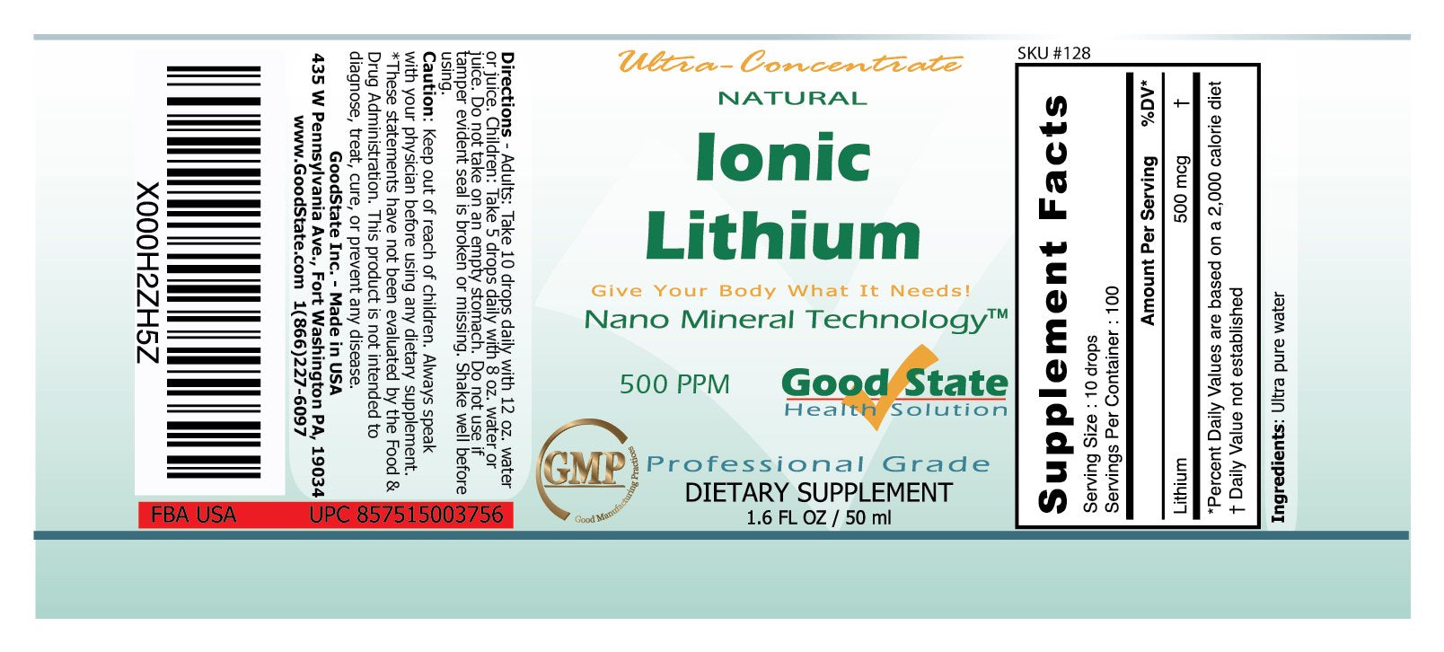 Good State Liquid Ionic Lithium dropper and bottle
