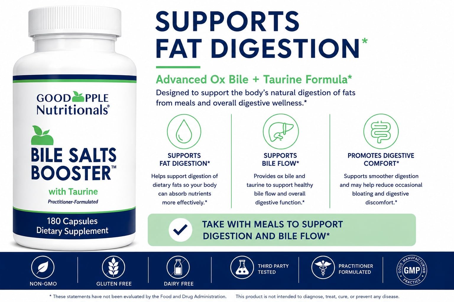 GOODAPPLE NUTRITIONALS Bile Salts support capsules close-up