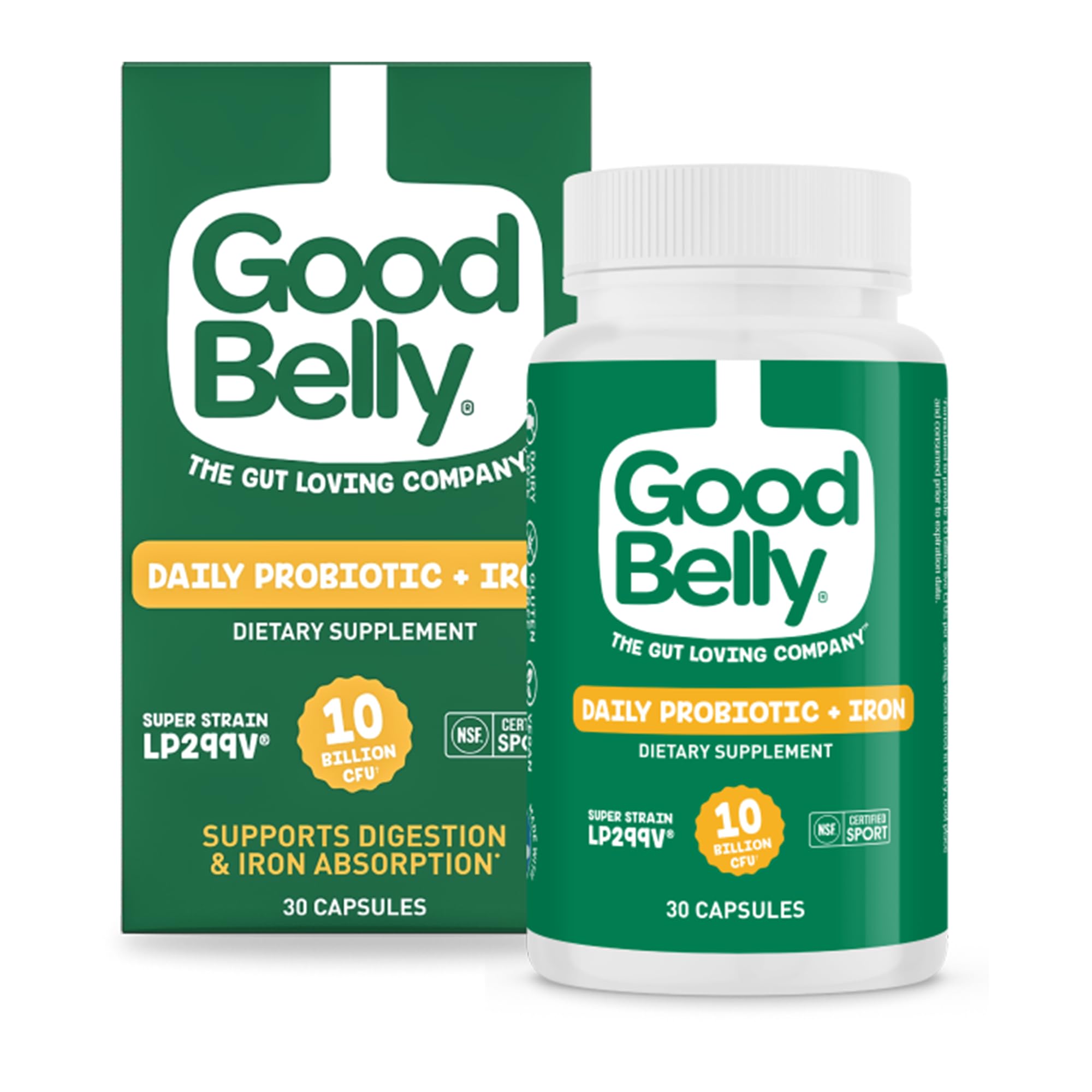 GoodBelly Probiotic Capsules 10 Billion CFU front view