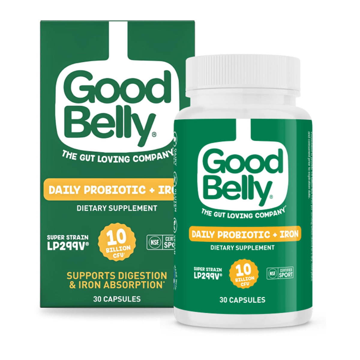 GoodBelly Probiotic Capsules 10 Billion CFU front view