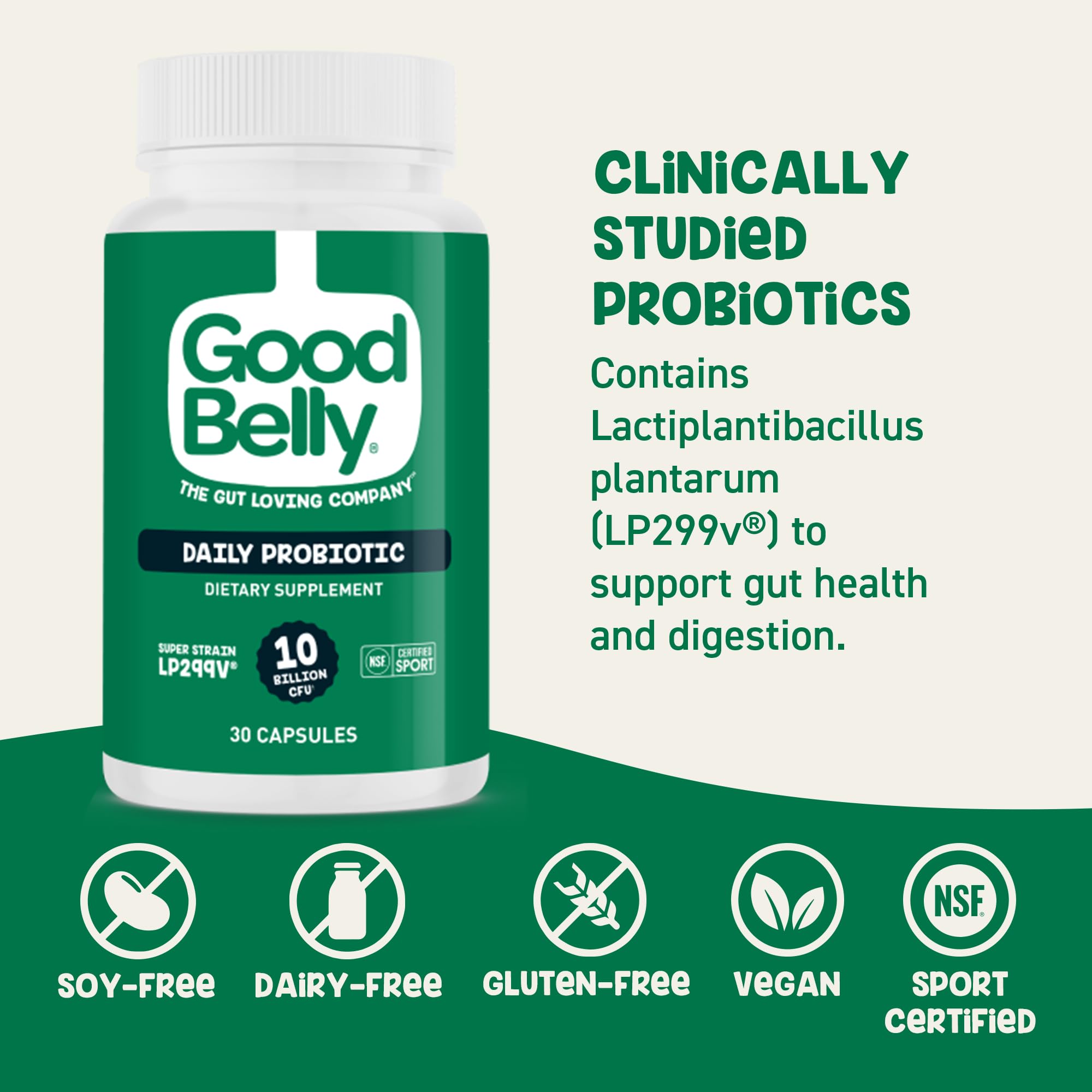 GoodBelly Probiotic Capsules back view with ingredient list