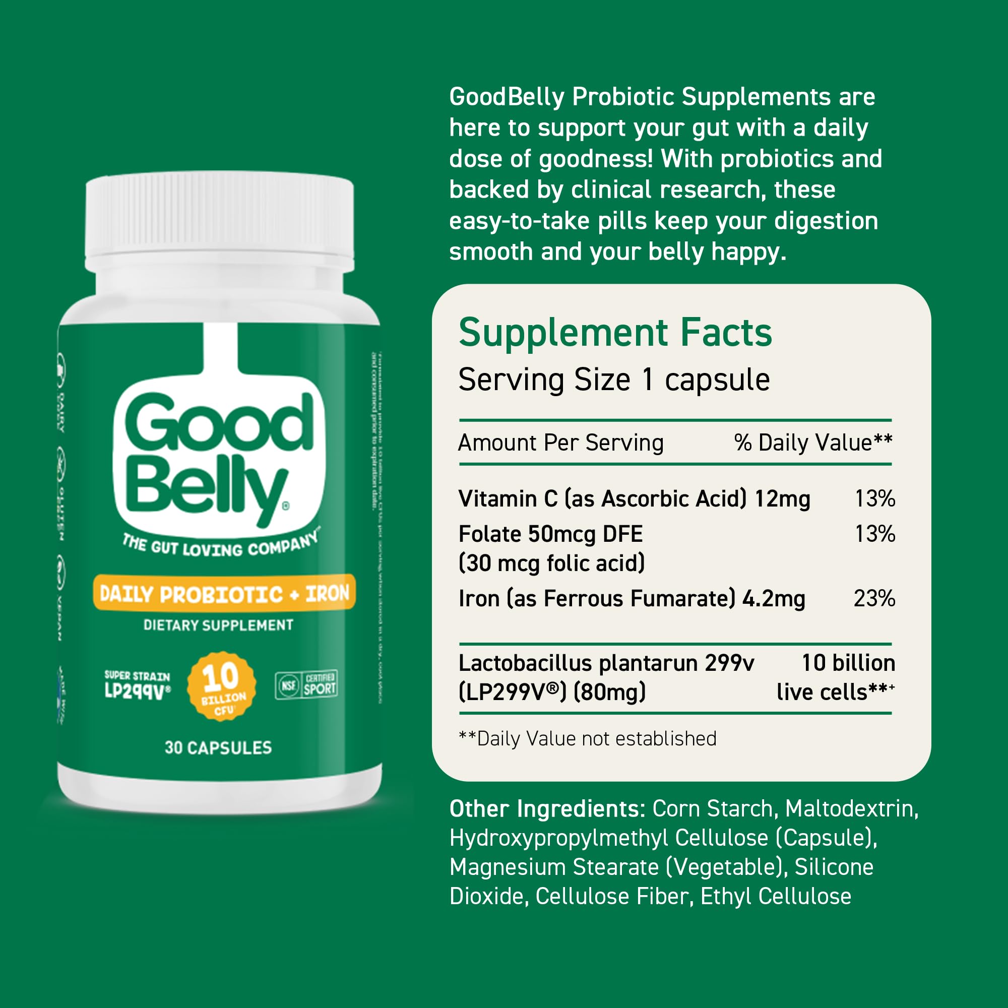 GoodBelly Probiotic Capsules opened bottle view