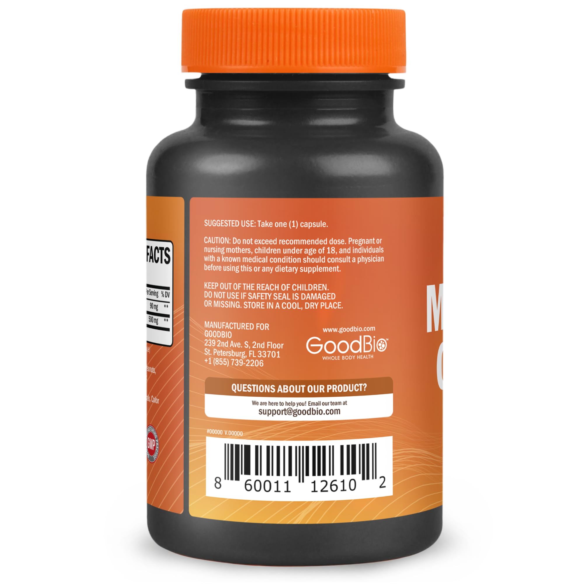 GOODBIO Magnesium Glycinate 500mg bottle with health supplements