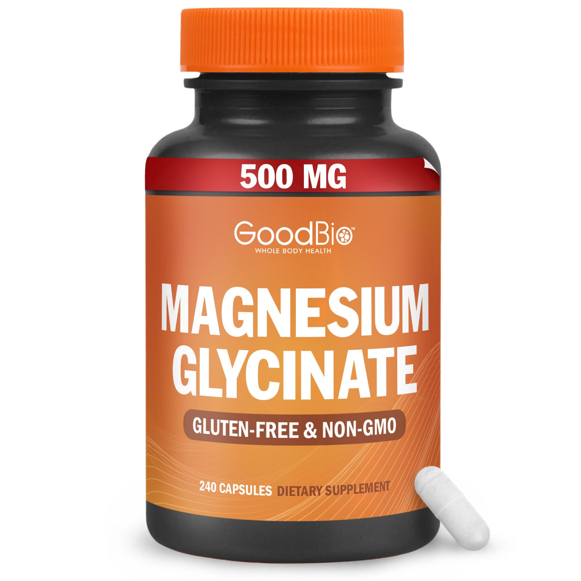 GOODBIO Magnesium Glycinate 500mg capsule bottle front view