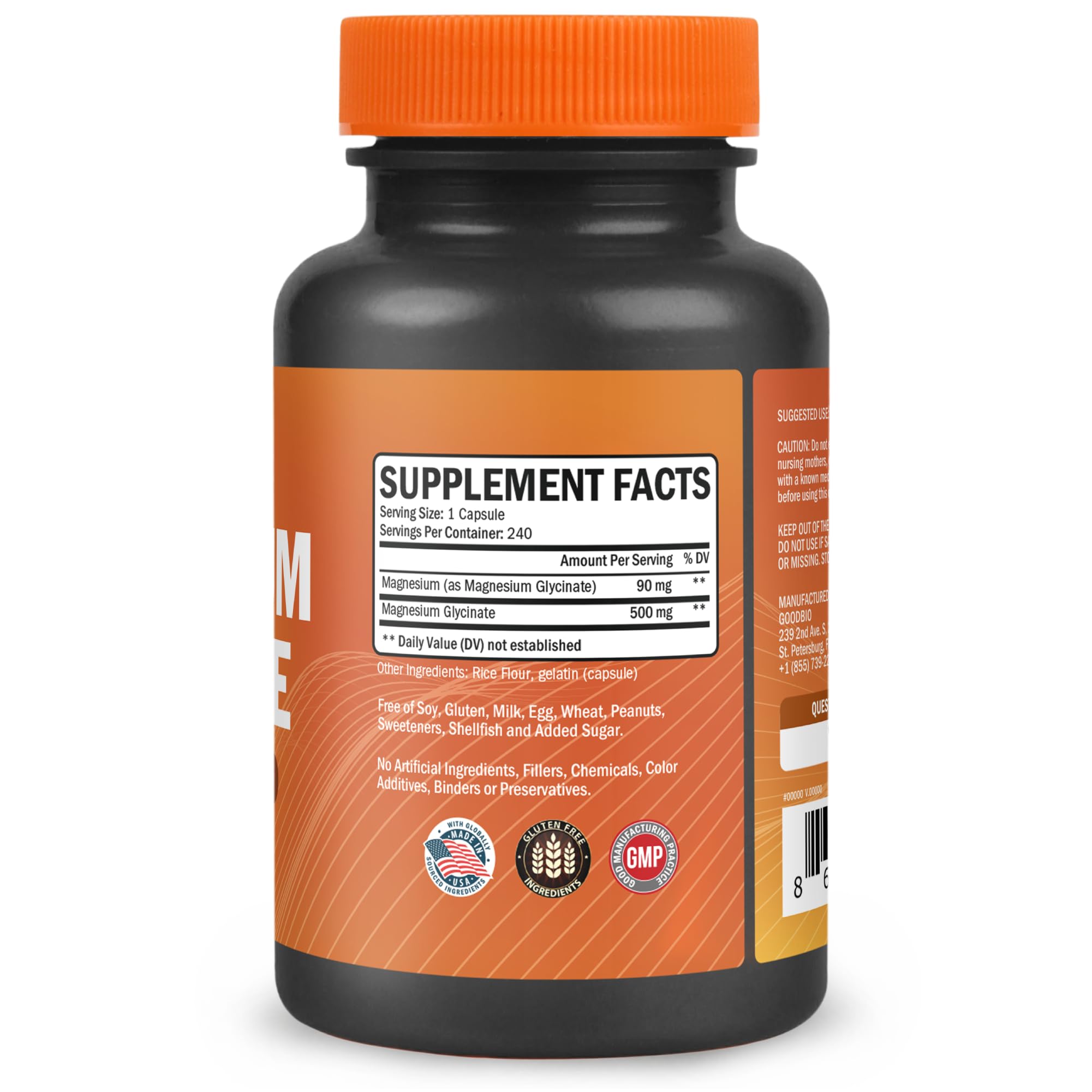 GOODBIO Magnesium Glycinate 500mg capsule with measuring spoon
