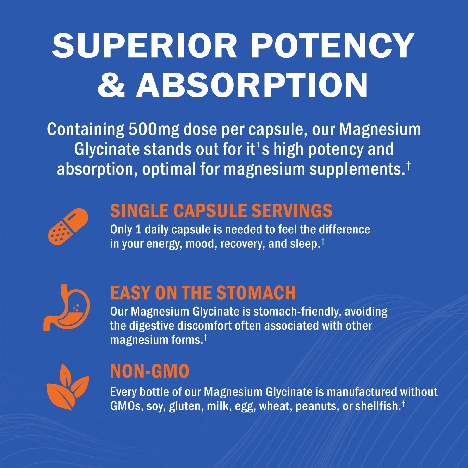 GOODBIO Magnesium Glycinate 500mg capsules on a wooden table