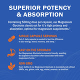 GOODBIO Magnesium Glycinate 500mg capsules on a wooden table