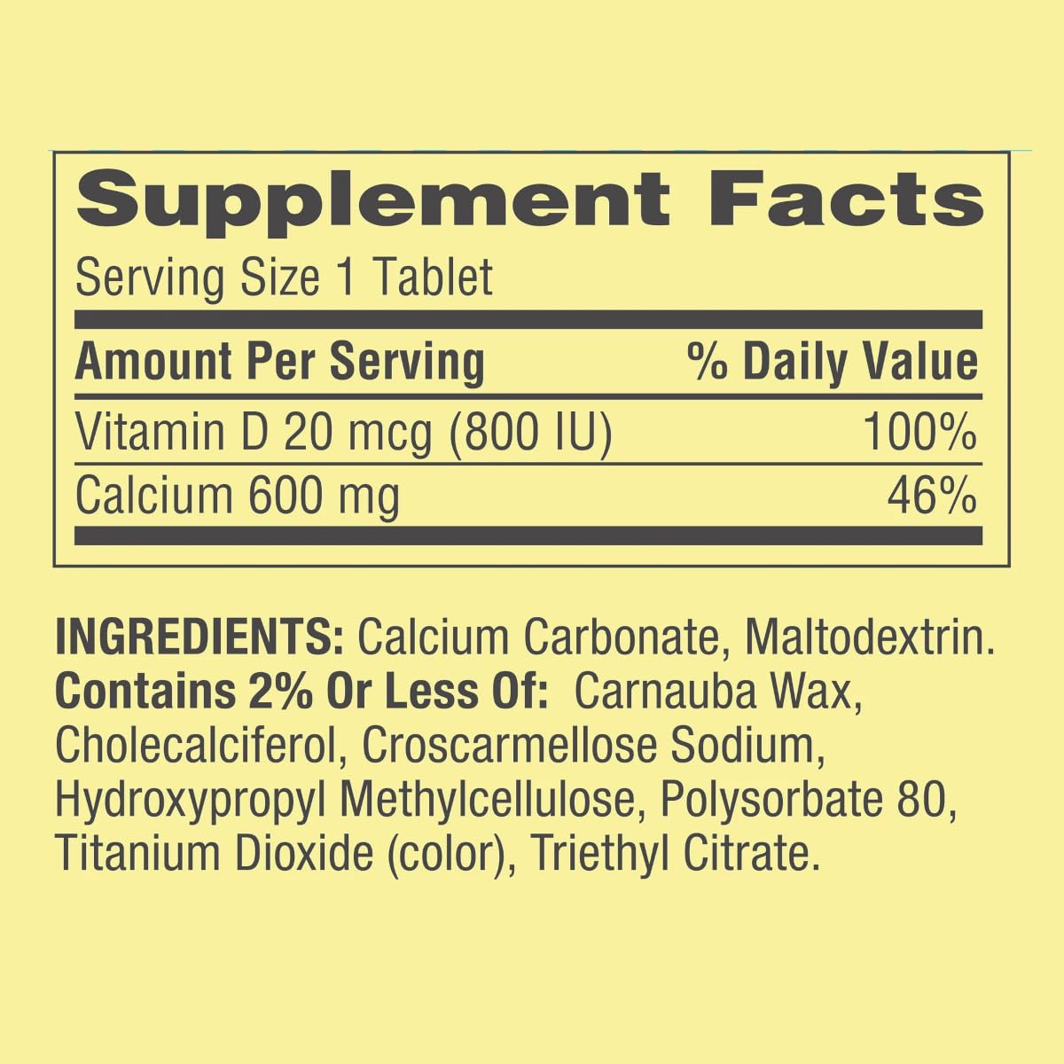 GoodDealsHouse Calcium Supplement nutritional information label