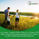 GoodEarth Nutrition Vegan Omega-3 Algal Oil Softgels on a wooden table