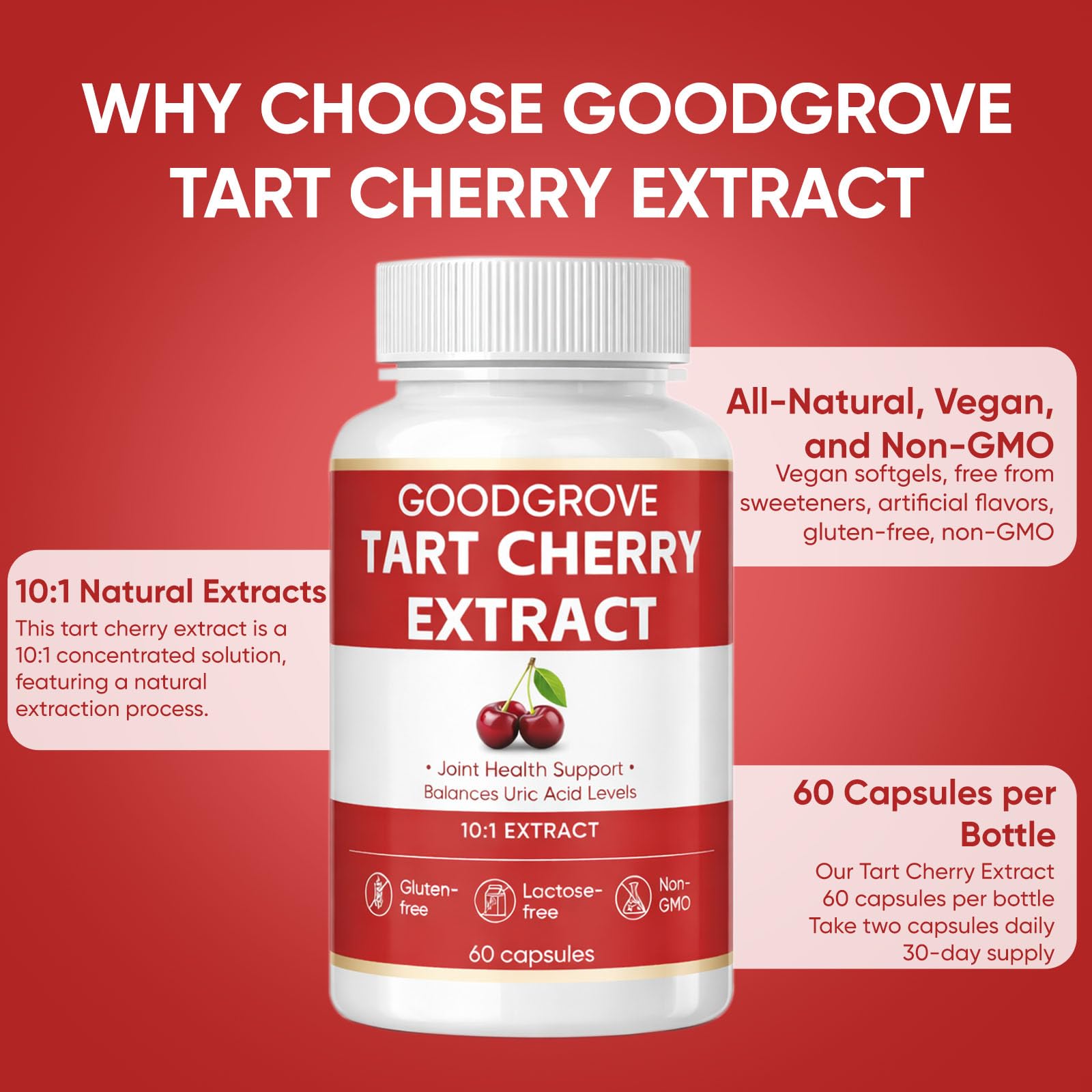 GOODGROVE Tart Cherry Extract capsules with measuring spoon