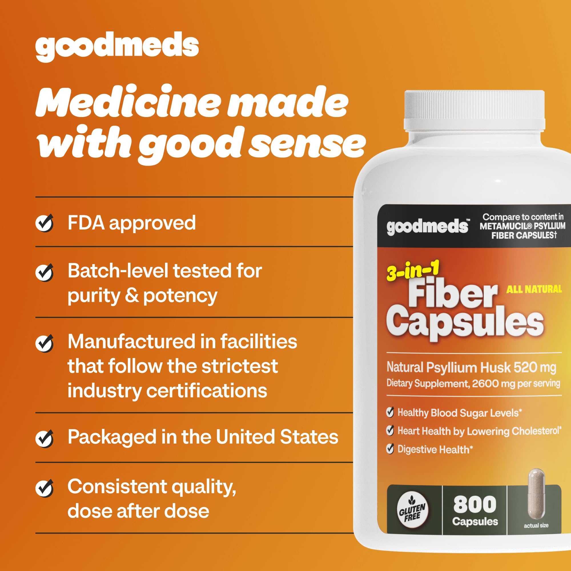 GoodMeds Psyllium Husk Capsules with measuring spoon