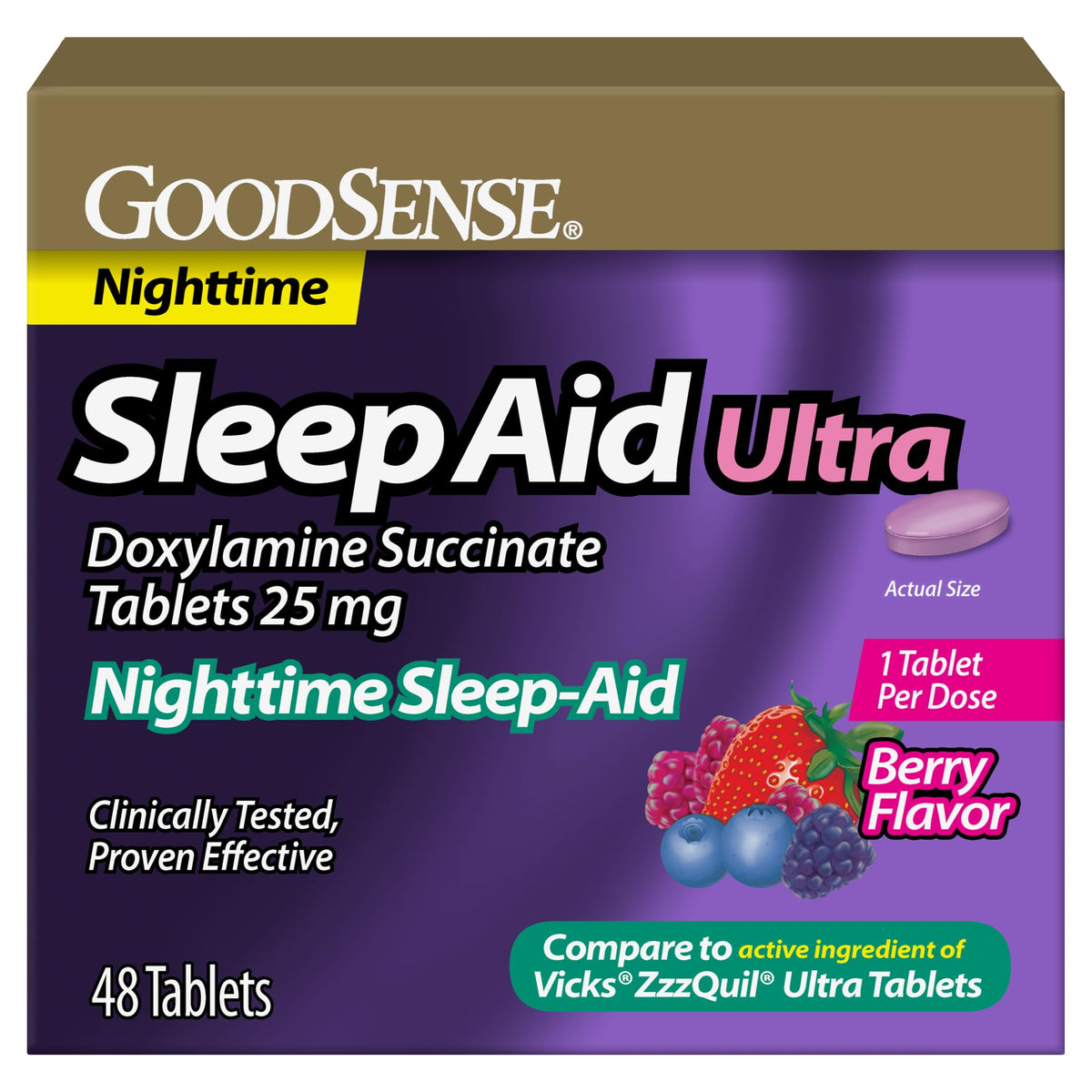 GoodSense Doxylamine Succinate Tablets 25 mg berry flavour front view