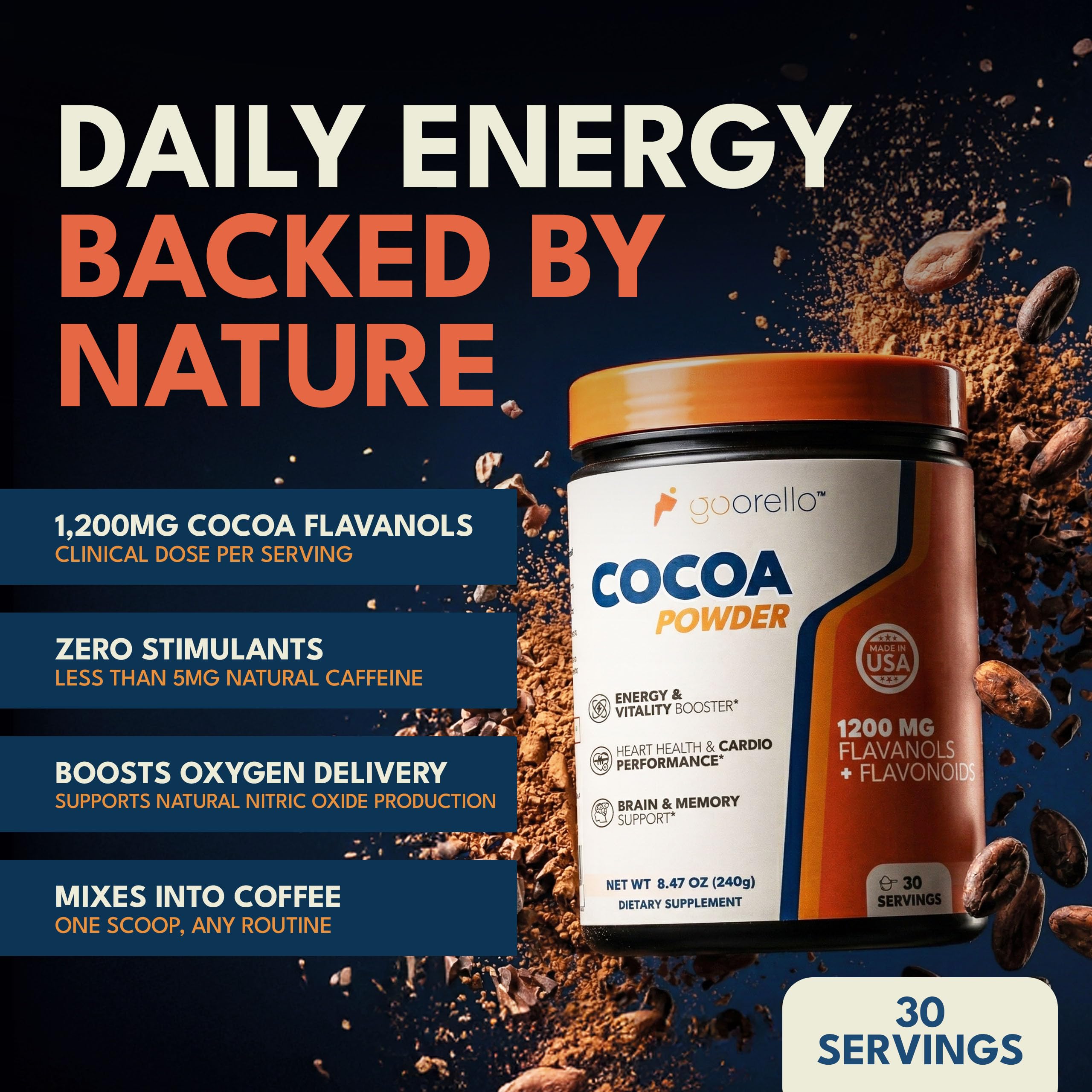 goorello Cocoa Flavanols Supplement 300g packaging