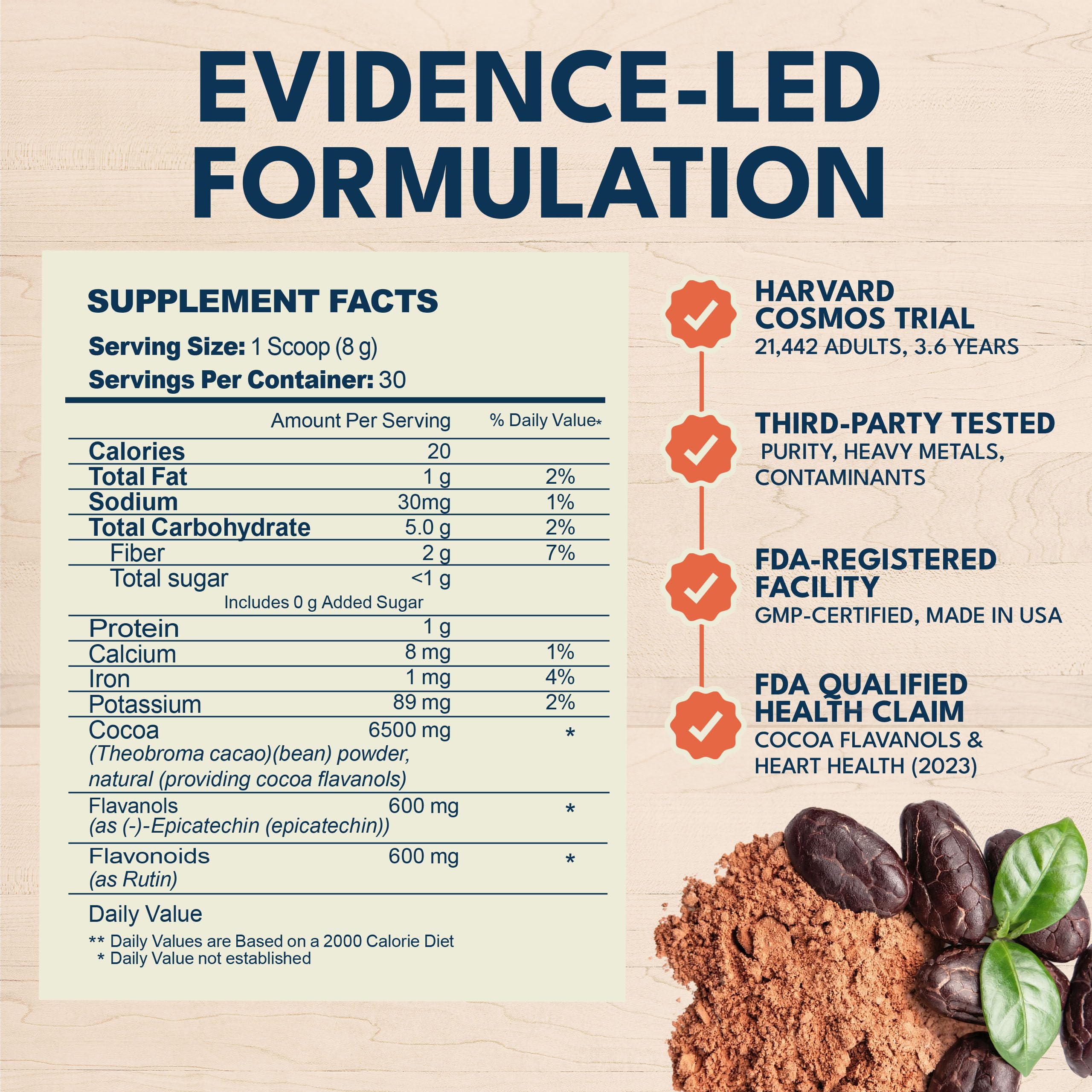 goorello Cocoa Flavanols Supplement 300g side view