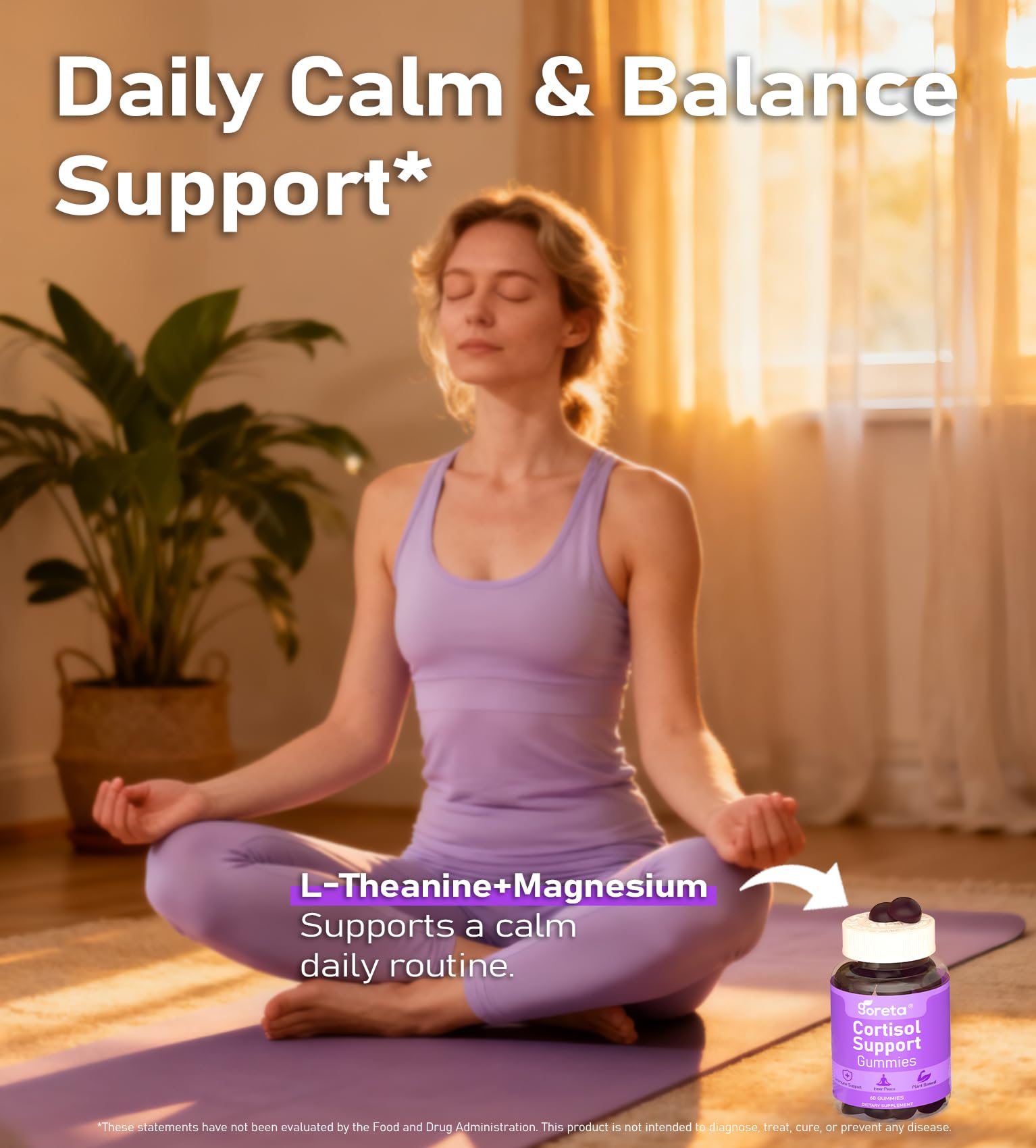 Goreta Cortisol Support Gummies on a wooden table